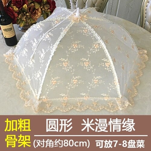 Dish cover good folding food cover dish cover large food umbrella cover lace: T27-80cm