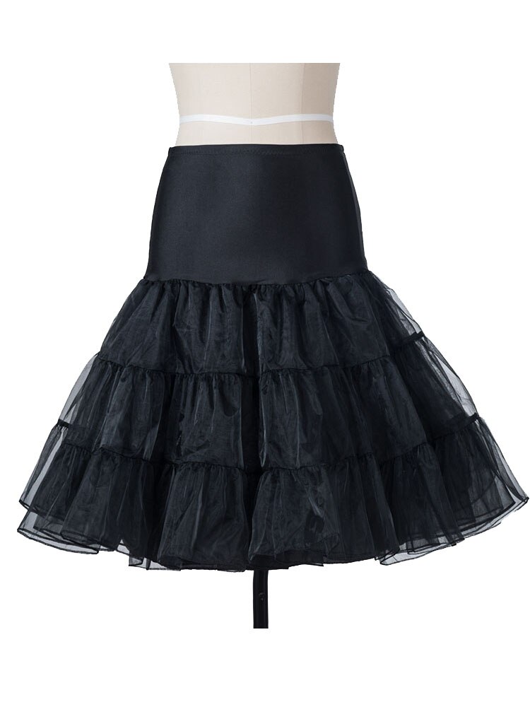 Vestido de verano de de manga corta, Pin Up, Rockabilly: XXL / pettiskirt black