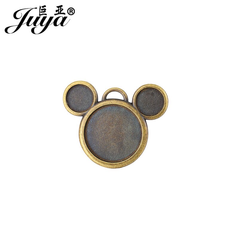 20PCS Lovely Mouse Pendant Cabochon Base 25mm Tray Charms For DIY Necklace Jewelry Making Findings Crafts Supplies Accessories: Antique bronze