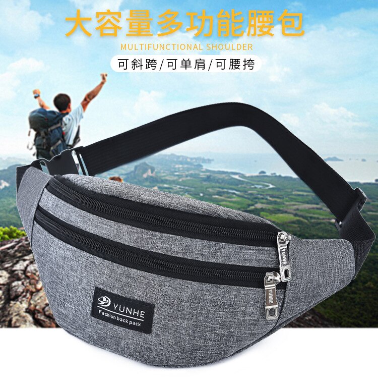 Waist Bag Female Belt Brand Waterproof Chest Handbag Unisex Fanny Pack Ladies Waist Pack Belly Bags Purse: Gray