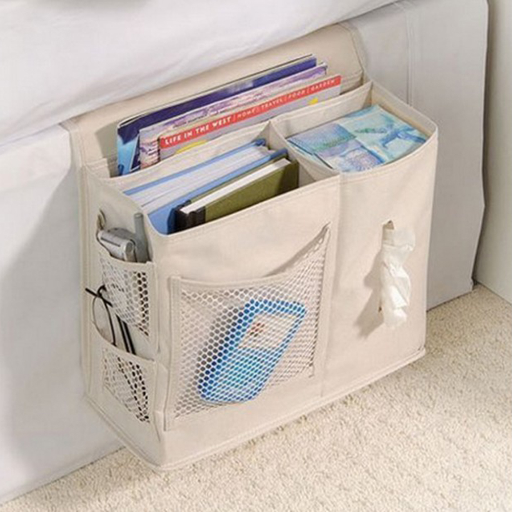 Multifunktionel sengetøj hængende opbevaringspose hænger diverse, magasiner, fjernbetjening, bøger, telefon, vævsholderholder