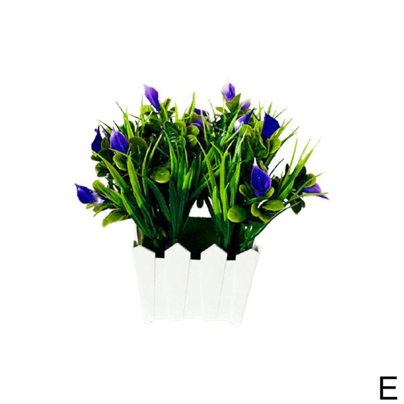 Fleur de lys Calla artificielle, Style, plante en Pot avec Pot bonsaï, ornements de jardin pour la maison: E