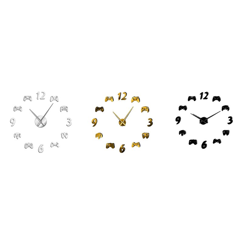 ! Video Game Controllers DIY Large Wall Watch Game Decor Modern Freamless Giant Wall Clock Game Boys E-Sports Wa