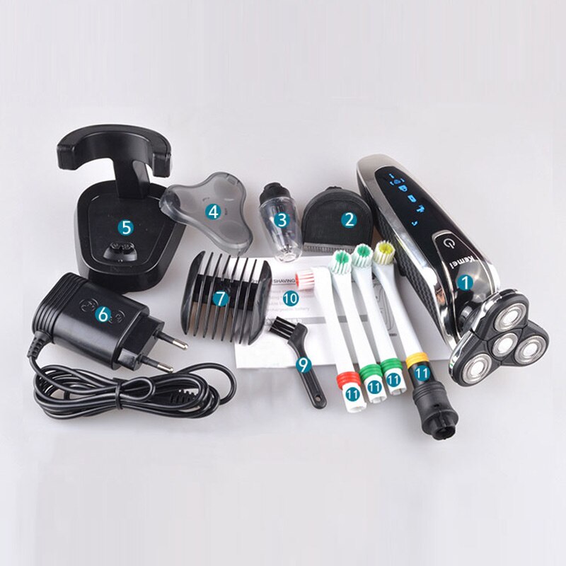 Kemei Elektrisch Scheerapparaat Voor Mannen Oplaadbare 4 In 1 Drijvende Vier Blade Hair Scheren Machine Vervanging Hoofd Scheerapparaat D40: no box