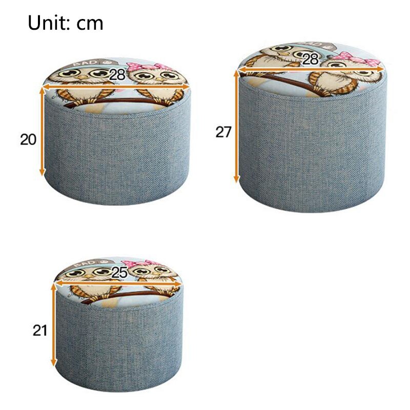 Nordic Household Small Stool Bench Low Sofa Stool Fabric Round Small Chair Shoe Changing Small Wooden Stool