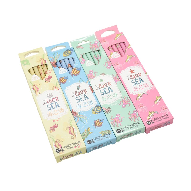 12 pcs/set exam pencil Student pencils cute cartoon animals Writing drawing pencil set Stationery