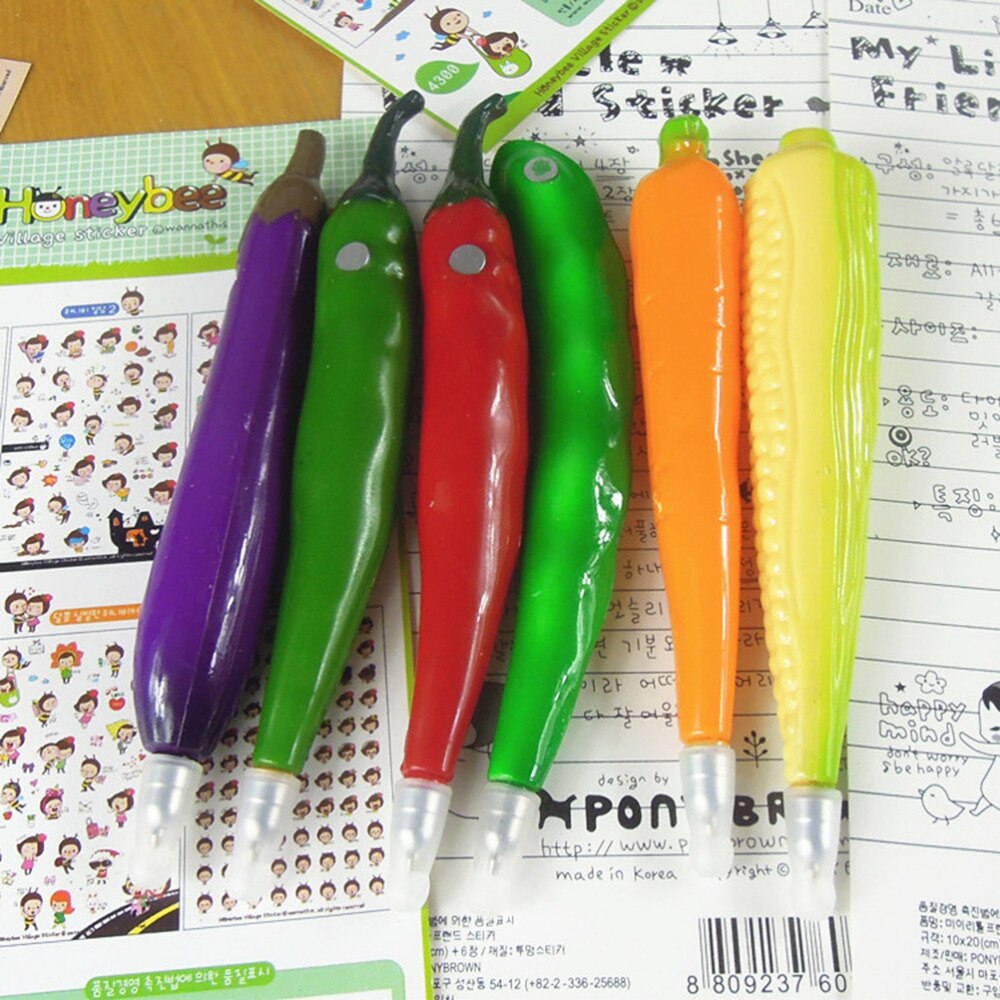 1Pcs Fruit Balpen Cartoon Watermeloen Aardbei Aubergine Oranje Vormige Balpen Tekening Levert Escolar School
