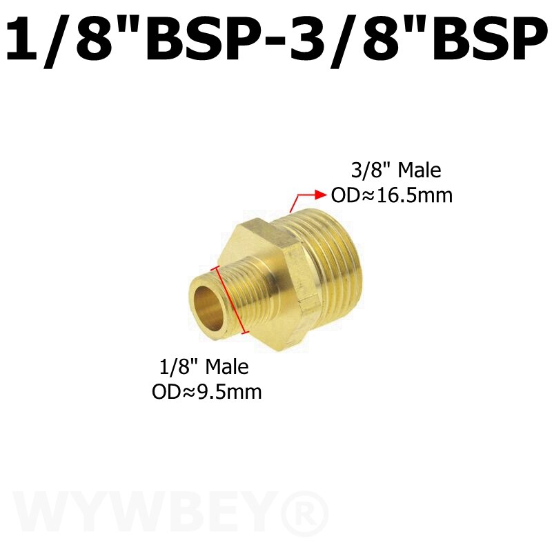 Messing sekskantet nippel rørfitting kobber adapter 1/8 1/4 3/8 1/2 3/4 han lige reduktionskoblingsforbindelse vand gas vvs samling: Dn6-dn10 01-03