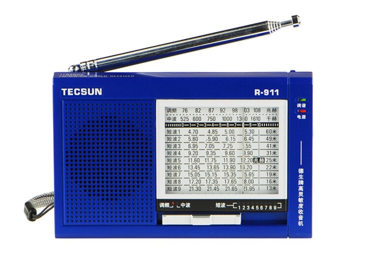 Tecsun-Radio Digital R-911 Worl FM/MW/SW, receptor mundial de 11 bandas, Radio multibanda de alta sensibilidad, receptor Digital de Radio estéreo: Blue