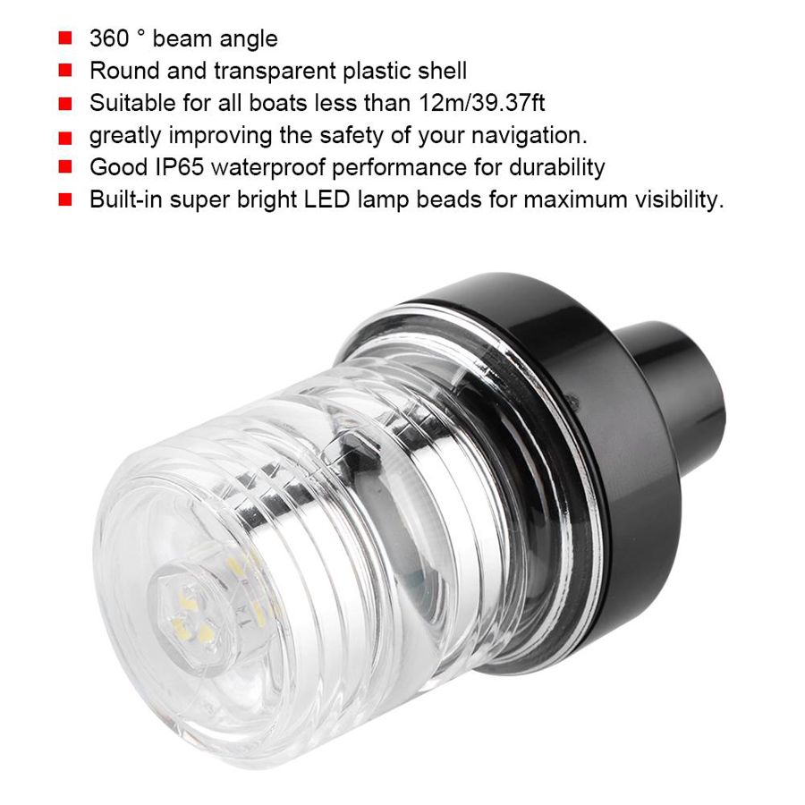 12V 5W IP65 White LED 360 Navigation Light Signal Lamp for Yachts Fishing Boats Cruises Navigation Signal Light