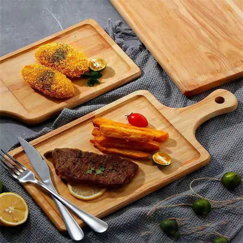 Wooden Pizza Board Tray Simple Steak Board Solid Wood Chopping Board Dishes Plate Tableware