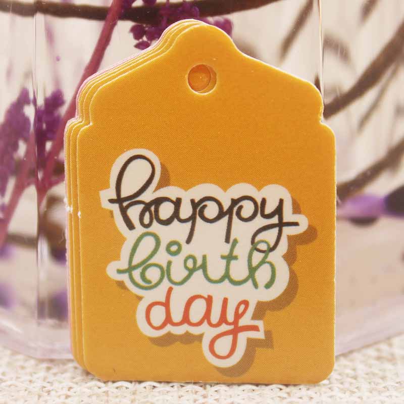 Feiluan tillykke med fødselsdagen serie dekoration tag diy fuld farve print papir label tag candy favors tag 50pc+50 reb