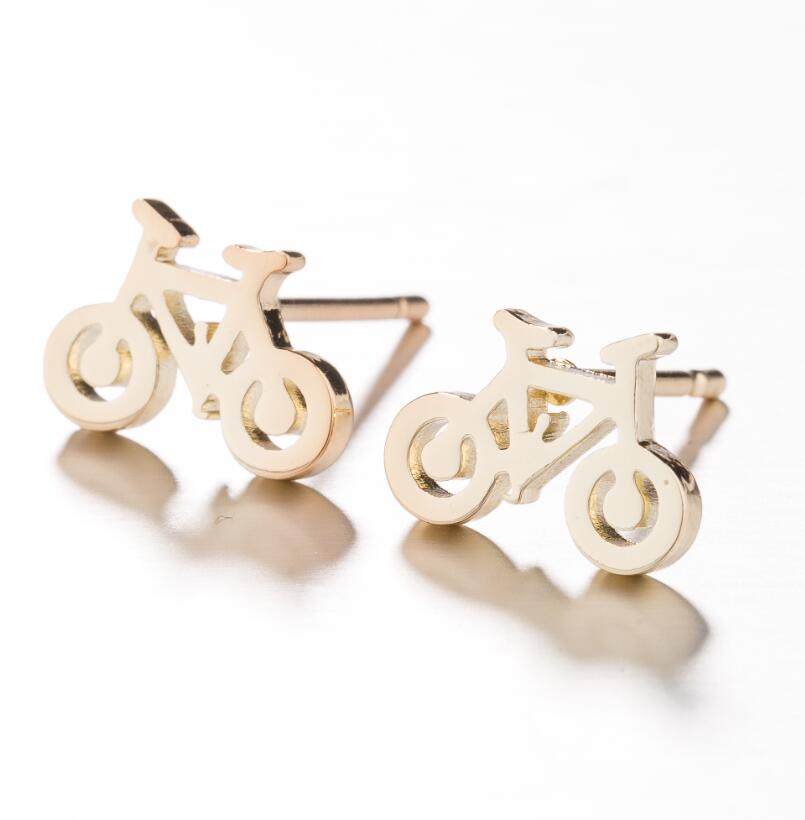 SMJEL-pendientes pequeños negros para bicicleta para hombre y mujer, joyería para Piercing en la oreja de acero inoxidable, aretes deportivos para Fitness,