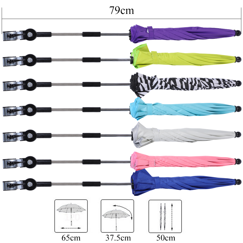Adjustable Stroller Umbrella Rain UV Protection Baby Pram Pushchair Sun Shade Parasol With Universal Clamp