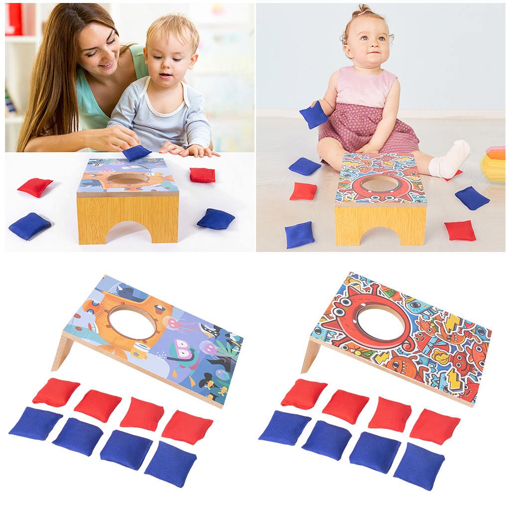 Jeu de lancer de sac de sable en bois pour parents et enfants, pour l&#39;intérieur et l&#39;extérieur, avec 8 sacs de sable