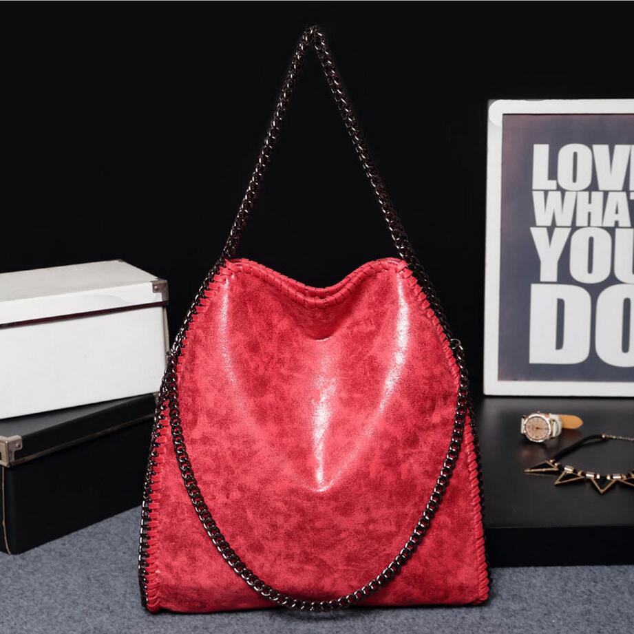 Luxe handtassen in eroupe-stijl, schoudertassen voor dames, grote capaciteit, tassen met kettingriem, opvouwbaar pu-leer, een belangrijke: Rood