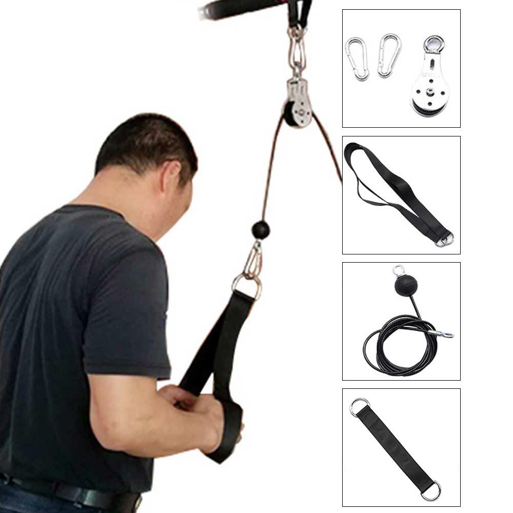 Cable Pulley System Fitness Pulley System Strength Trainning Muscle Training Equipment Tricep Pulldown Attachment Removable