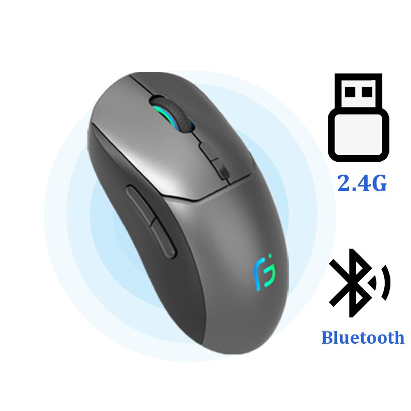 Rechargeable Gaming Mouse Wireless Bluetooth Mouse Dual Mode 2.4Ghz+Bluetooth Game Mice For Computer/Laptop Optical 2400DPI: X8 Gray dual mode