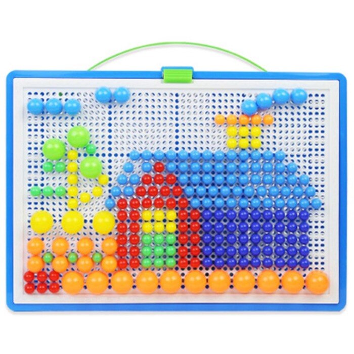 Kids 3D Puzzles Toy Colorful Buttons Assembling Mushrooms Nails Kit Baby Mosaic Picture Puzzles Board Educational Toys: B