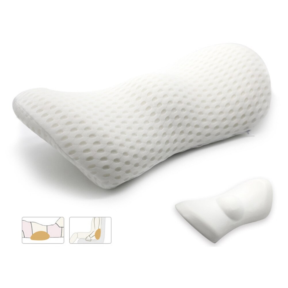 Fysioterapi lindre lændestøtte pude nedre ryg multifunktionel kontorstol sove talje hukommelse skum pude seng: Hvid