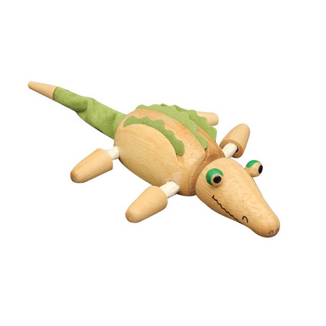 Wooden Small Animal Solid Wood Animal Doll Model Toy Children Forest Animal Puppet Toy Decoration: crocodile