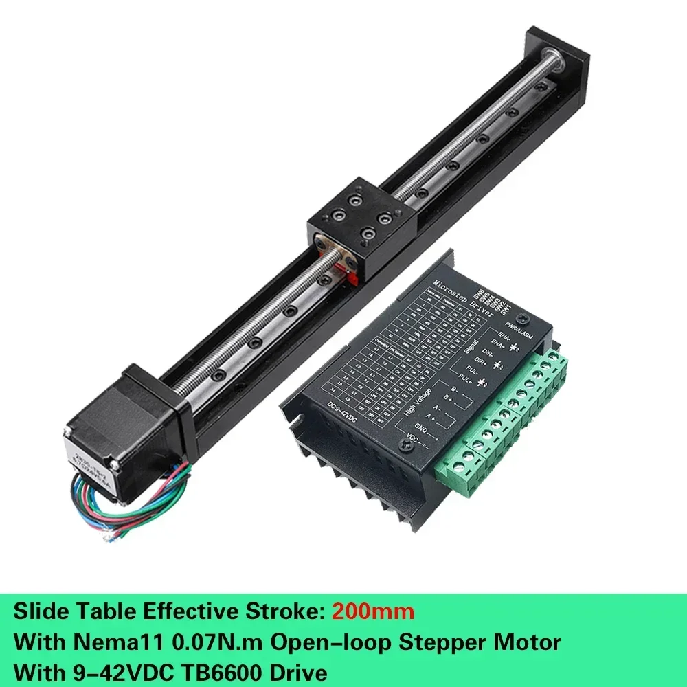 Motorized Slide Table T-type Linear Guide Rail Stage Mini Sliding Table Motor Drive Kit Electric Linear Module Z Axis 50-300mm