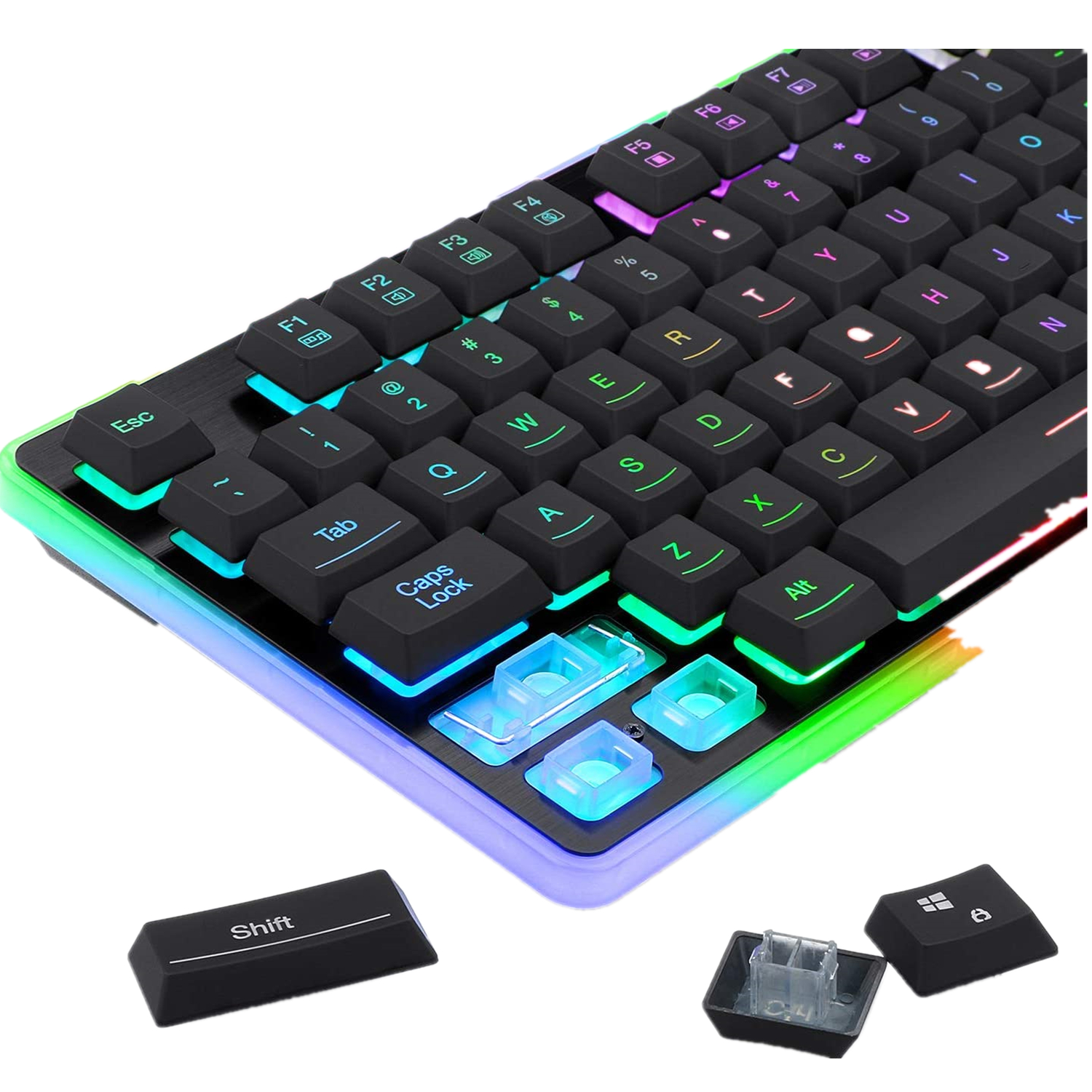 Redragon K509 RGB Gaming Keyboard RGB LED Backlit Illuminated 104 Key Silent Keyboard with Wrist Rest for Windows PC Games