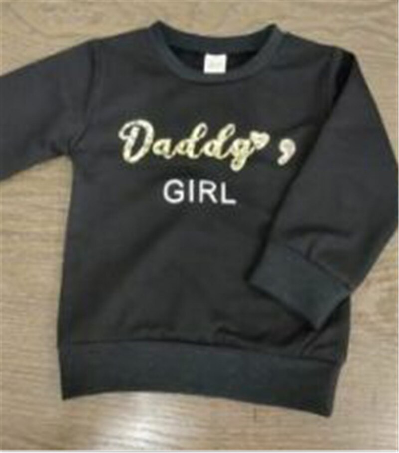 dziecko dziewczynka szczyt, jesienna koszula, okrągły dekolt z długim rękawem zwykły elastyczny mankiet brzeg wiatroszczelne ciepłe litery bluzka