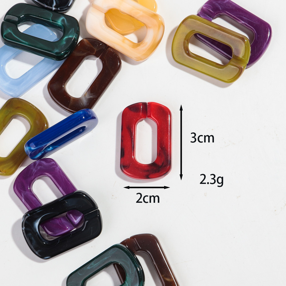20 piezas 20x30mm cuentas de cadena de eslabones de anillo cuadrado acrílico de colores mezclados para pulsera fabricación de collares accesorios de joyería DIY al por mayor