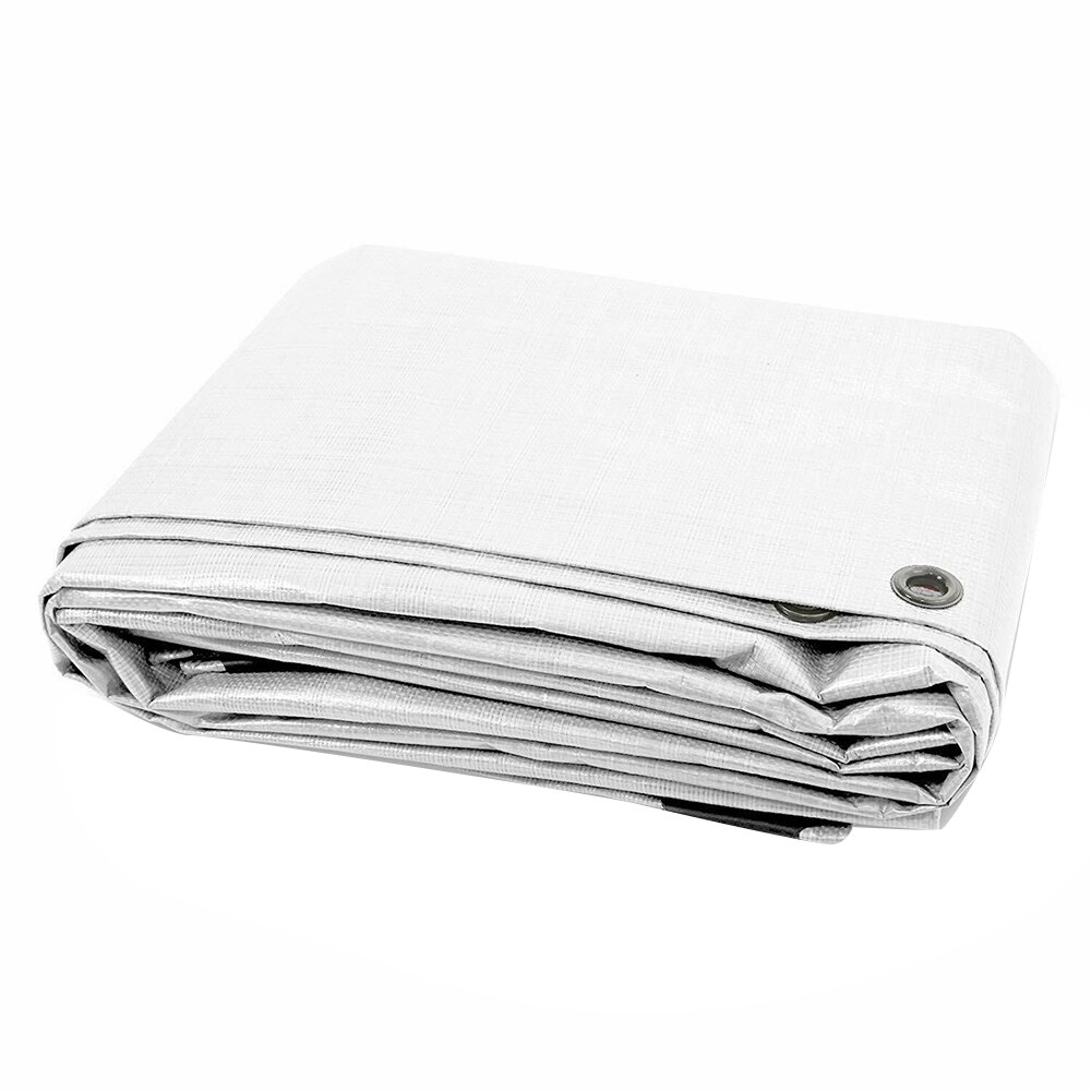 White Poly Tarp Waterproof Camping Tarps Cover Sheet Anti-UV PE Shade Boat Car Cover