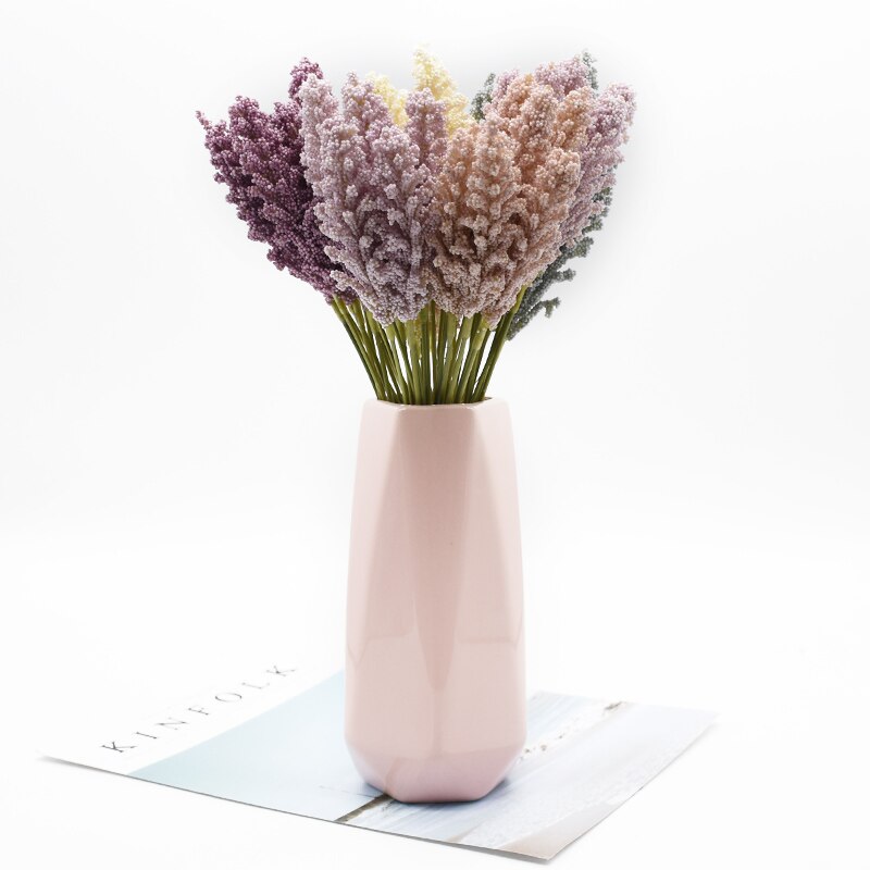 6 pieces lavender artificial flowers home decor wedding decorations christmas scrapbooking diy dining table vases for decoration