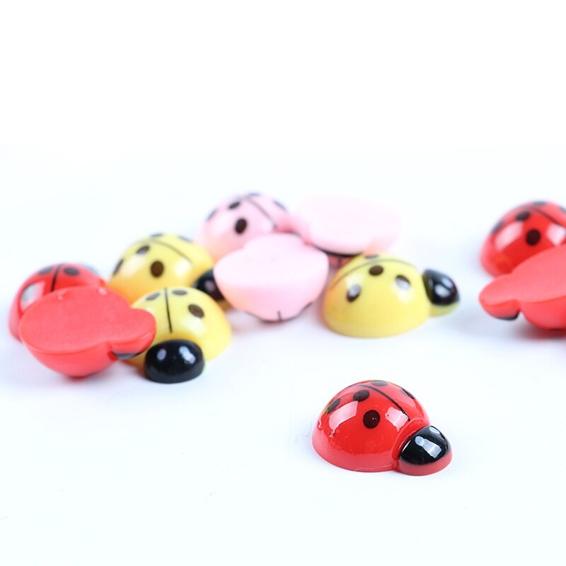 10Pcs/Set Resin Red Yellow pink ladybug Mini Craft Garden Ornaments Bonsai Micro Landscaping Home Decor Accessories Garden Decor