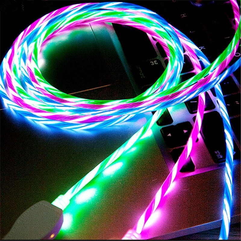 Fluss Luminous Beleuchtung USB Typ C Kabel Für Samsung Galaxy S10 Hinweis 10 S9 Plus Schnelle Lade Ladung USB-C Typ -C Draht Telefon Blei