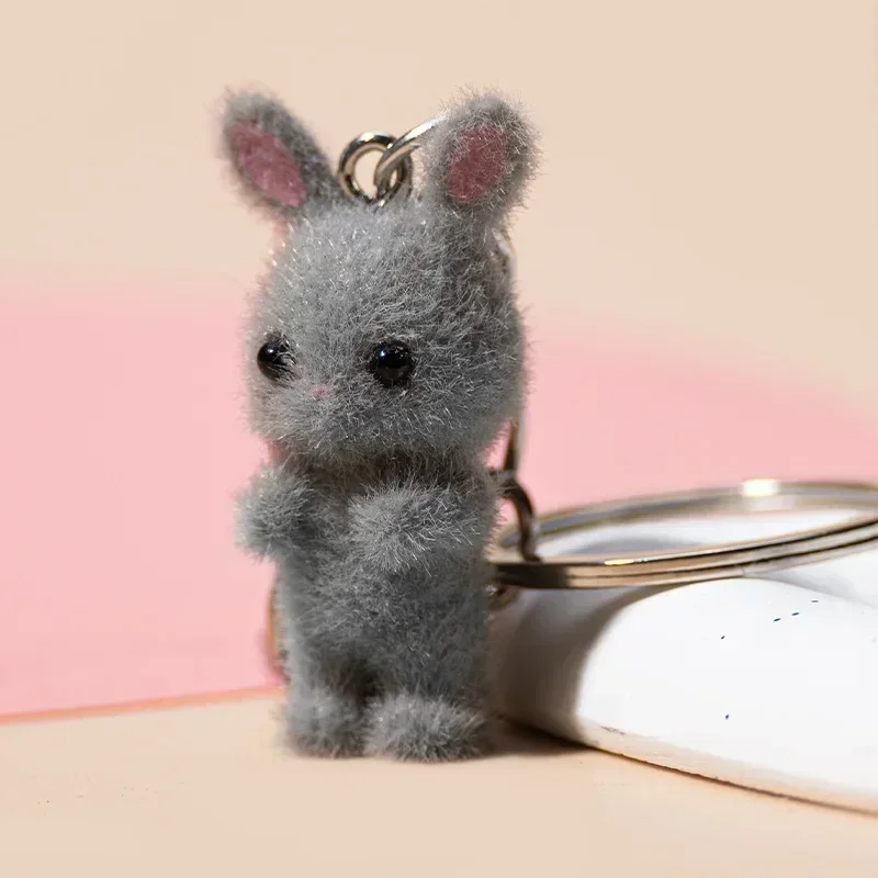 3d tegneserie-flokkende katte og mus-nøgleringe nøglering dyrenøgleringe til kvinder mænd bilnøgler gør-det-selv smykker kawaii kat: Beige
