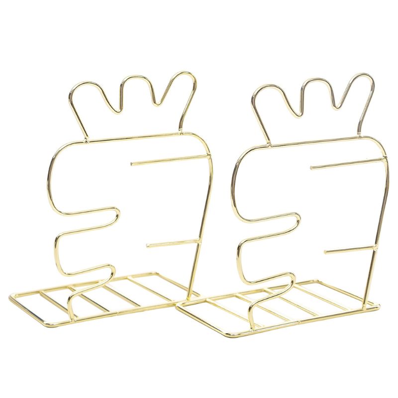 Modern Metal Book Ends Decorative Bookshelf Decor For Bedroom Library Office School Book Display Desktop Organizer C26: Gold
