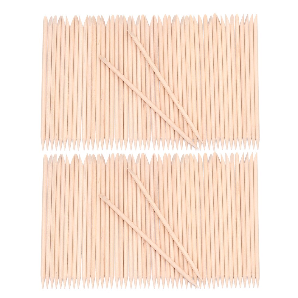 10/30/50/100 pièces bois bâton cuticule dissolvant Orange double extrémité Nail Art conceptions pour manucure pédicure cuticule poussoir ongles outils: M-100pcs