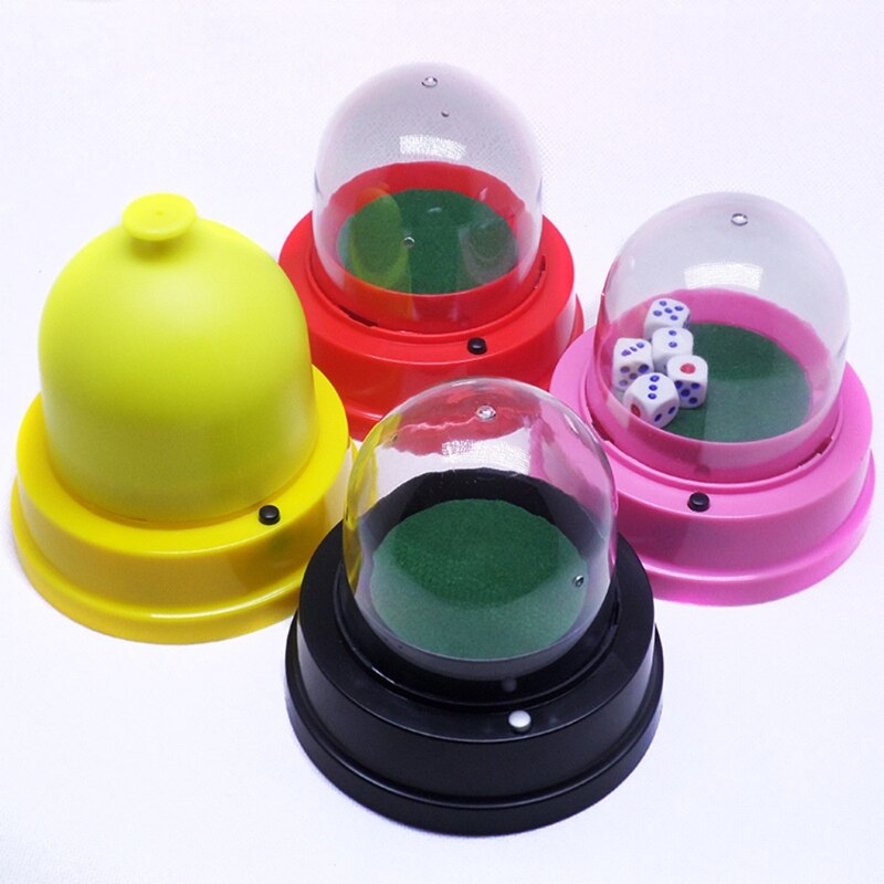 4Pcs Automatische Dice Roller Cup Transparante Plastic Cover Koepels Hand Schudden Elektrische Dices Cup Shaker Voor Party Game Spelen ktv