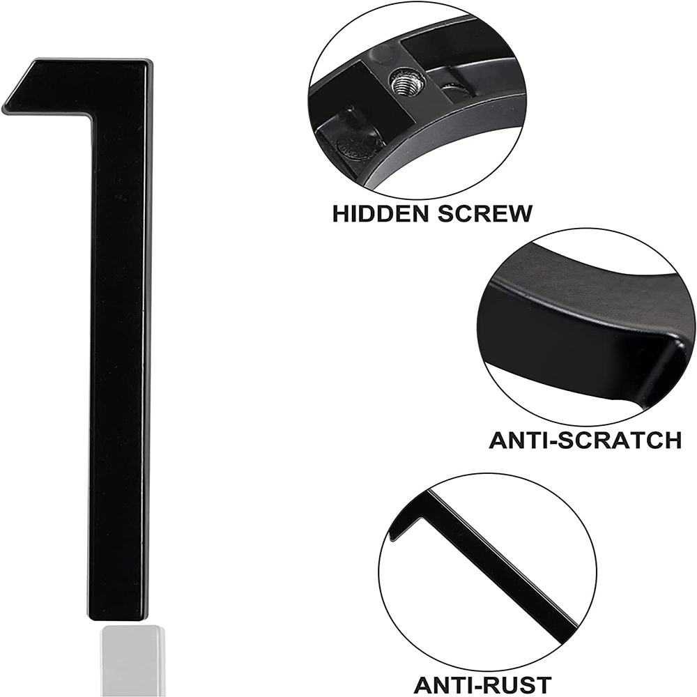 5,6 inch appartement deurnummers waterdicht zinklegering straat brievenbus huisadresborden zwart modern huis drijvende plaat cijfer