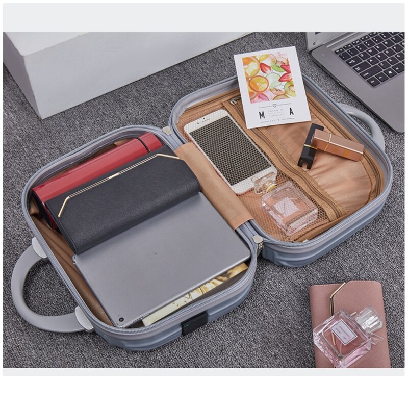 14in Cosmetic Case Luggage Small Travel Portable Pouch Carrying Box Suitcase for Makeup