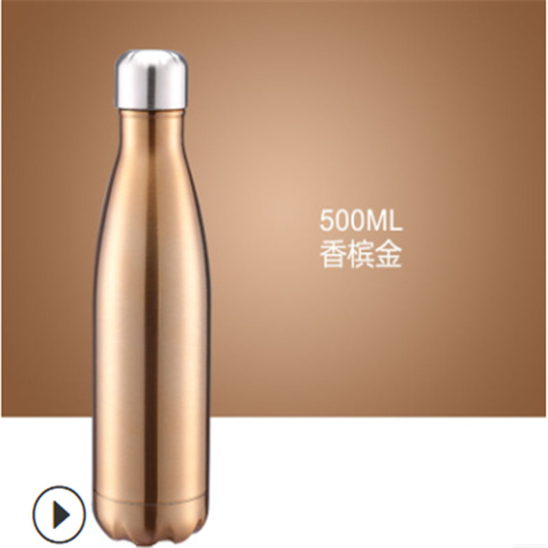 500ML Roestvrijstalen Vacuüm Geïsoleerde Water Fles Dubbele Wand Thermos Houden Warm/Koud voor 12 Uur Thee Koffie drinken Fles: Black