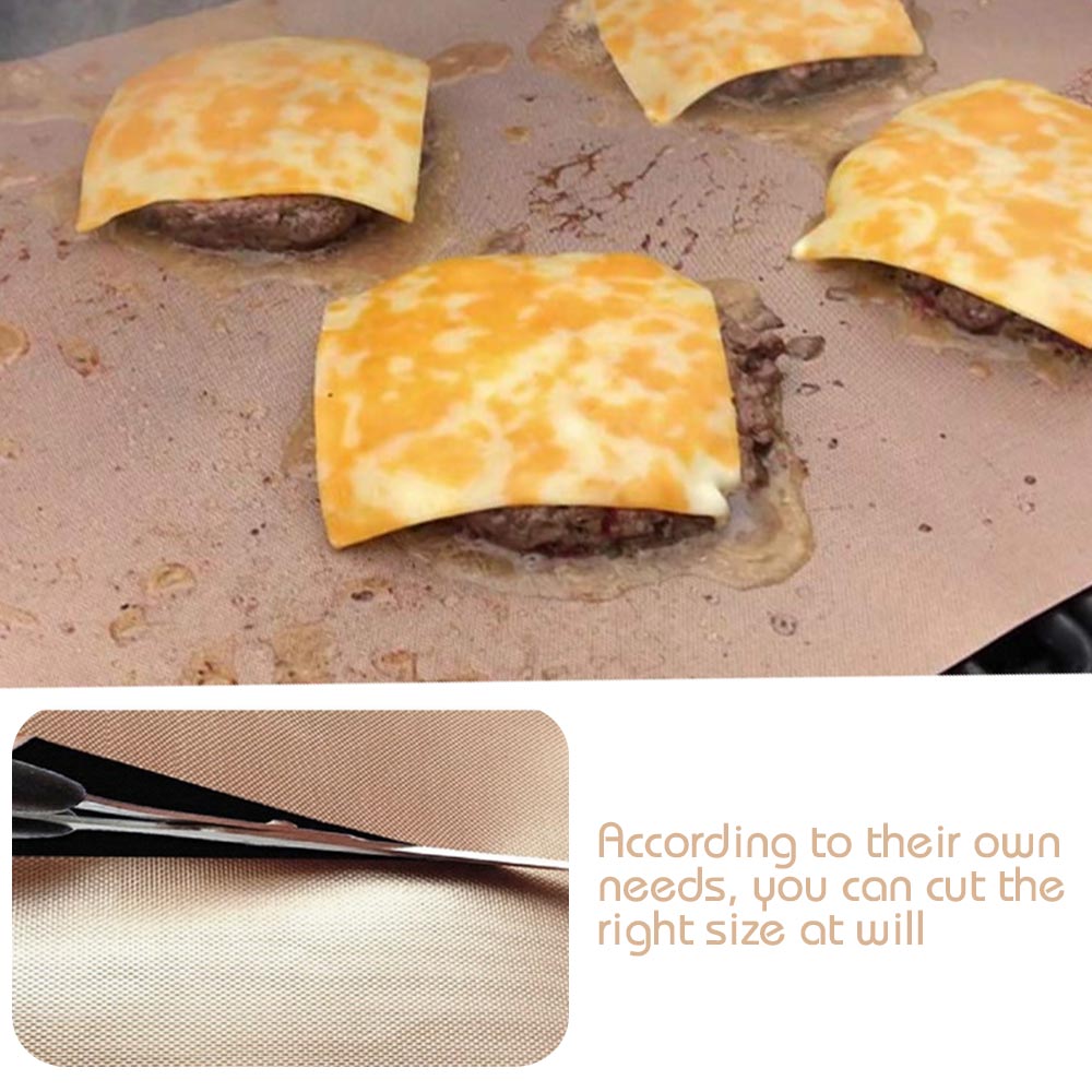 10 Pcs BBQ Grill Mat Non-Stick Bakeware Cloth PTFE Teflon Baking Mat Heat Resistance Grill Oil Pad Outdoor Oven Tool Portable