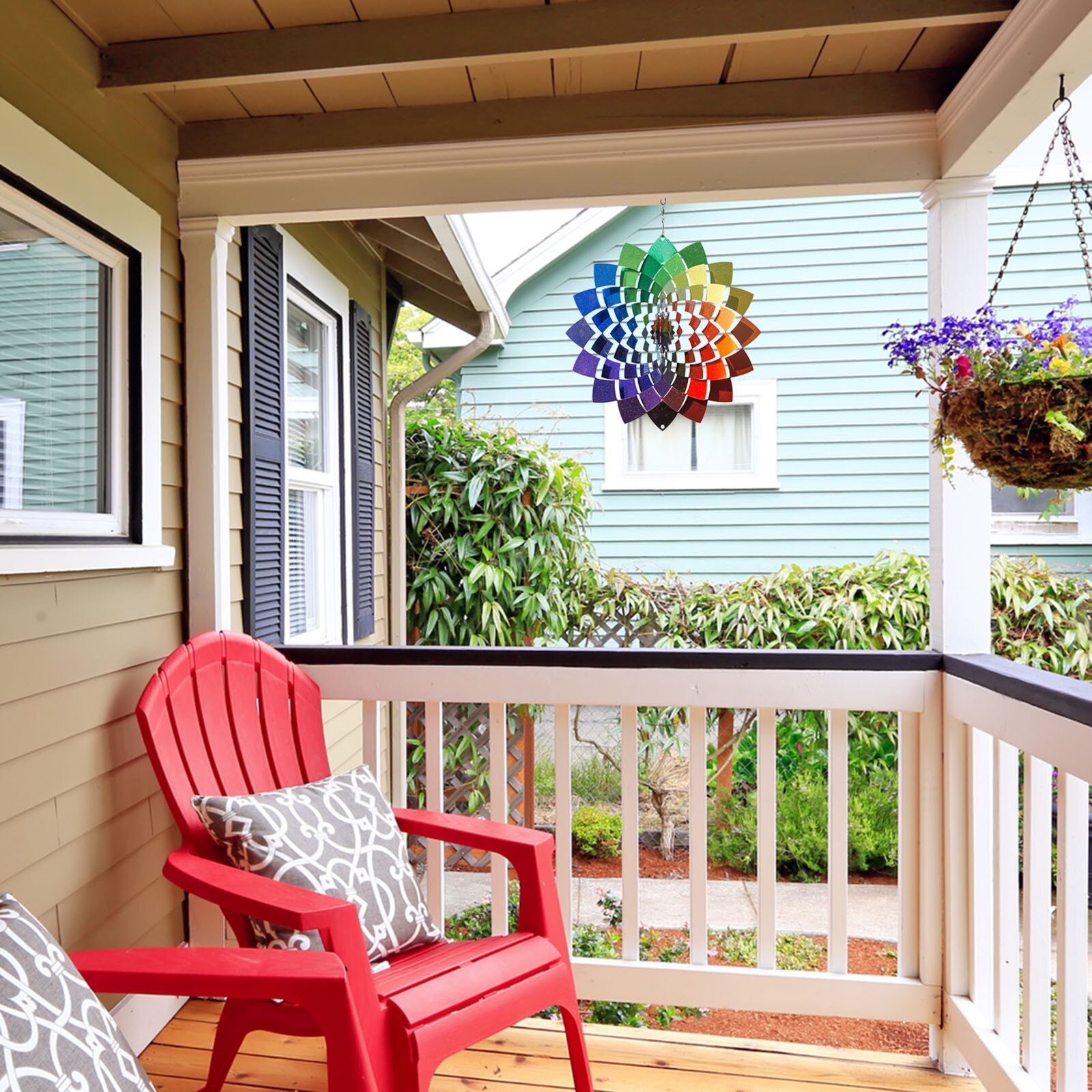 3D Silent Rotating Wind Chime Stainless Steel Wind Spinner Window Hanging Ornament Indoor Outdoor Metal windchime Decoration C05