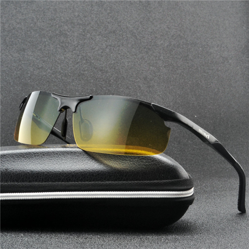Night Vision Polarized Sunglasses Men Brand Night Driving Anti-Glare Fishing Sports Glasses Goggles UV400 FML: black day nigiht
