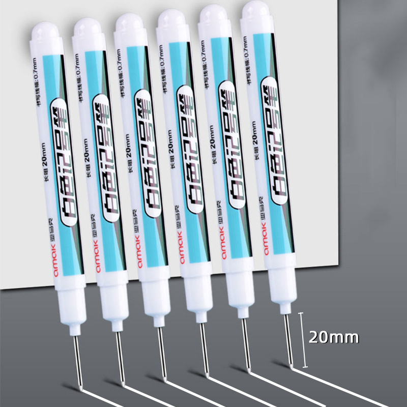 3/5 szt Białe pisaki Markery Permanentne markery z głębokimi otworami Tłuste wodoodporne długopisy z długą główką robić malowania skał Kamień Ceramiczne drewno