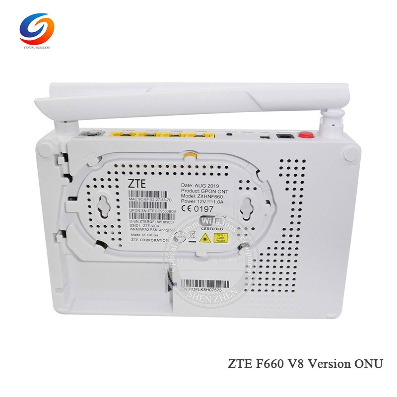 ZTE GPON F660 V8 GPON ONT ONU 1GE +3FE 5Dbi External Wifi, English firmware