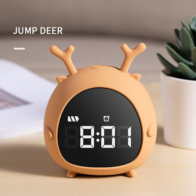 Sveglia multifunzione intelligente elfo cartone animato controllo vocale creativo portato orologio dormitorio regalo studente comodino multifunzionale: Jumping cervo