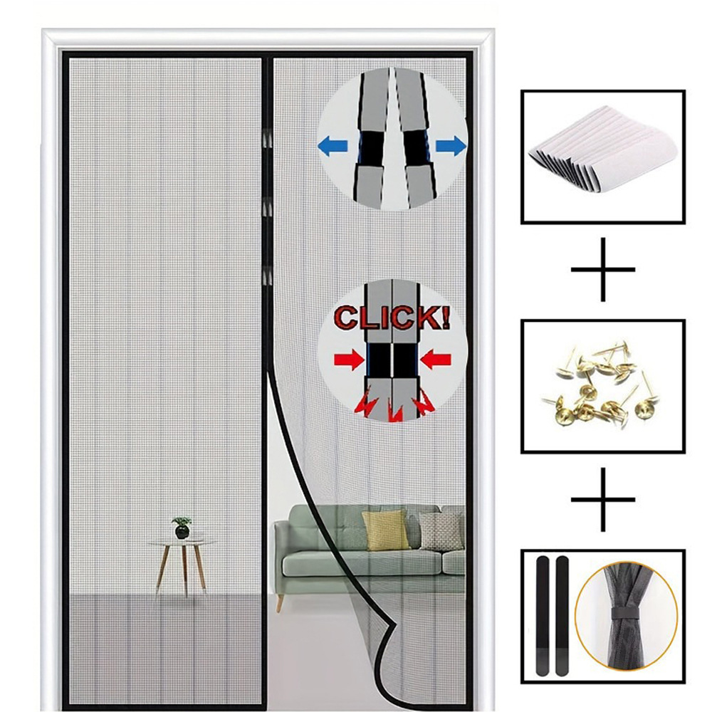 Magnetisch schermdeurgordijn Anti-muggen Insect Fly Bug Polyester Zacht deurgordijn Eenvoudige installatie Auto-Close deurgaas: 6*2.6 / green