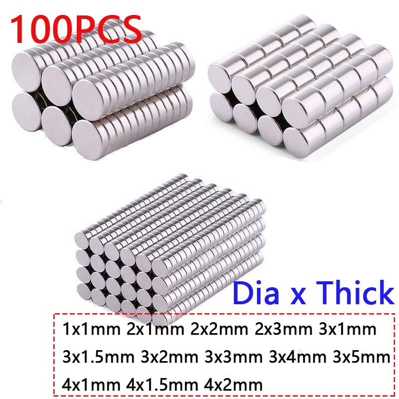 100 Stuks Circulaire Disc Neodymium Krachtige Magneten (Dia * Dik) 1x1mm ~ 4X2Mm N35 Zeldzame Aarde Ndfeb Ijzer Borium Magneten