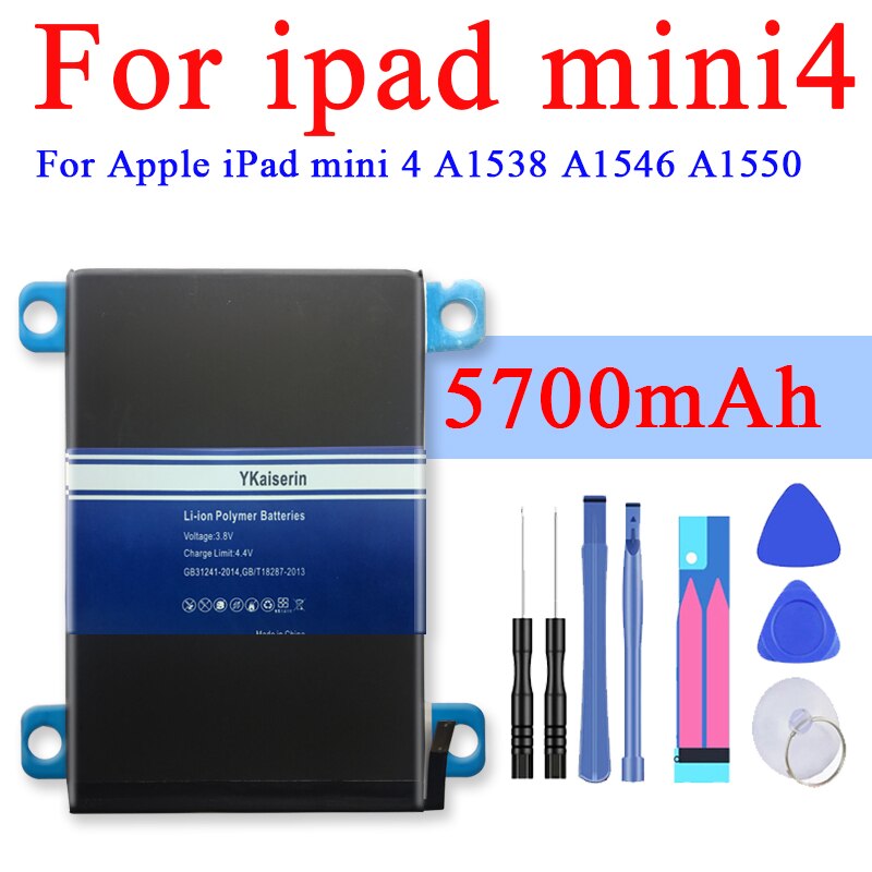 Tablette Batterie Für Apfel IPad Mini Mi Ni 1/ 2/ 3 / 4 A1432 A1445 A1454 A1455 A1489 a1490 A1538 A1546 A1550 Ersatz Batterie: For ipad mini 4