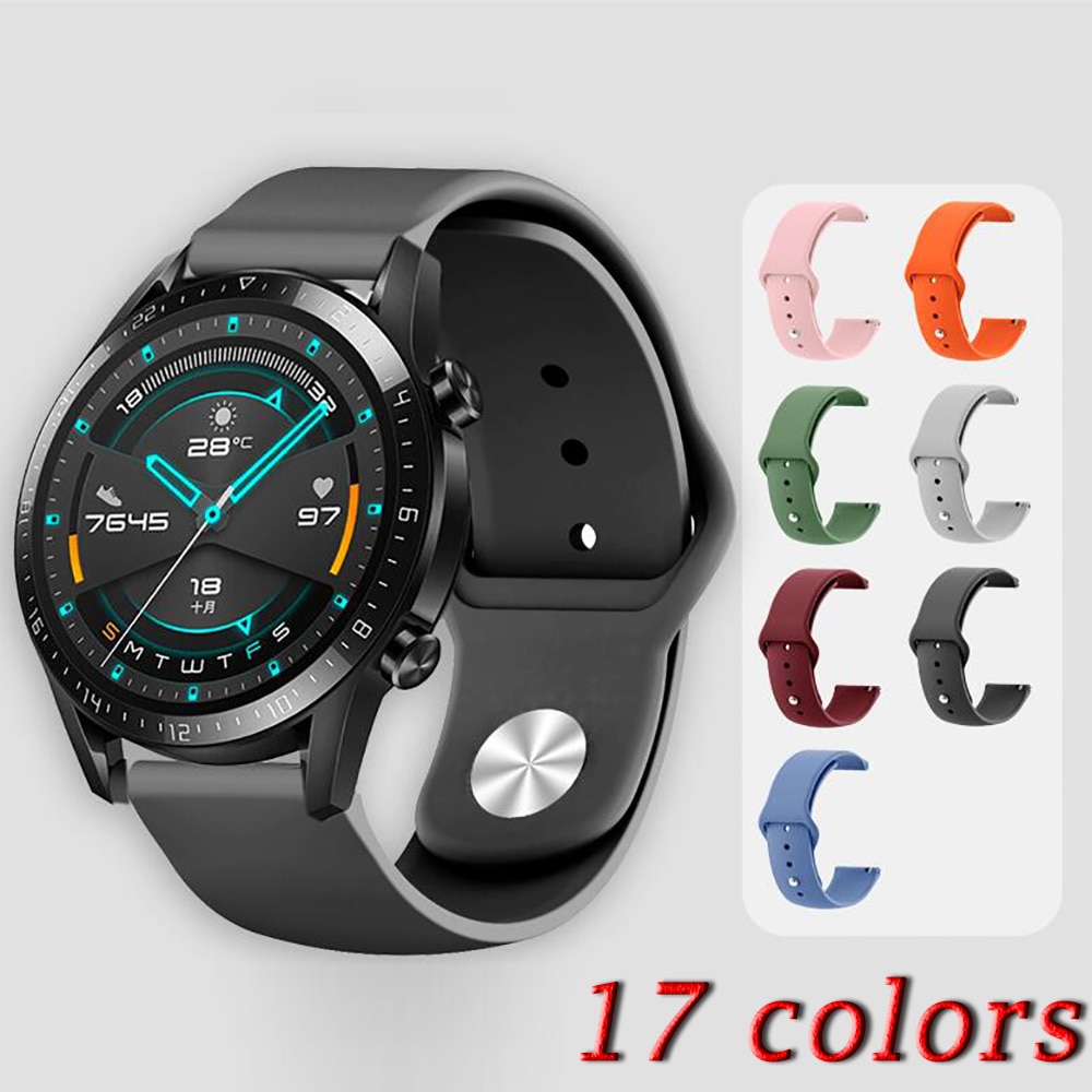 17 Colors 22mm Watch Band For Huawei GT GT2 Honor magic Watch 2 46mm Strap Silicone Watchbands Bracelet Sport Wristband